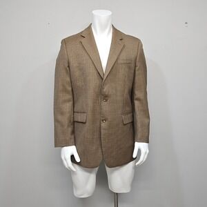 Lauren Ralph Lauren Sport Coat Mens‎ 42L Brown Houndstooth Wool Blazer Tweed